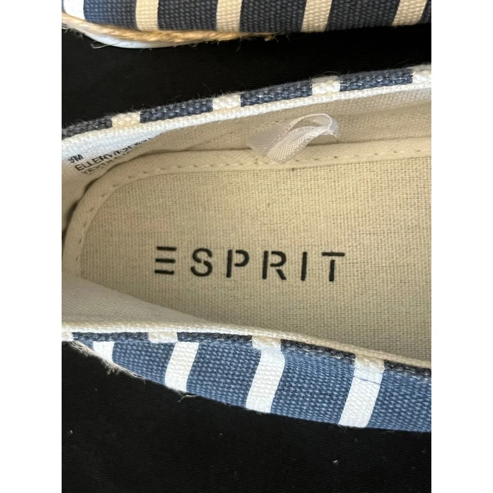Esprit Women's Striped Canvas Espadrille‎ Flats Shoes Navy White Size 9